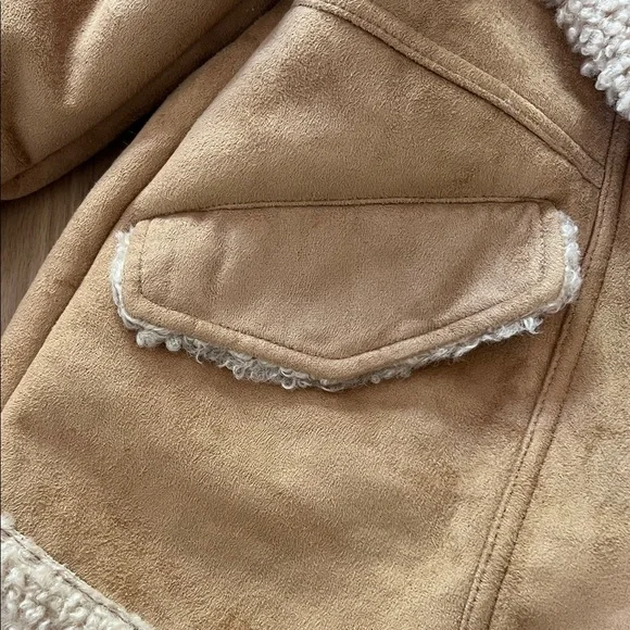 Zara Kids Tan Suede Style Kids Jacket with Sherpa Trim - Picture 5 of 6